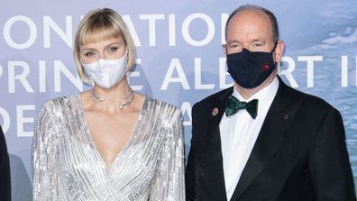 Princess Charlene and Prince Albert of Monaco in face masks