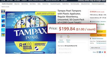 Unscrupulous sellers on Amazon are selling boxes of tampons to needy Australians at massively inflated prices