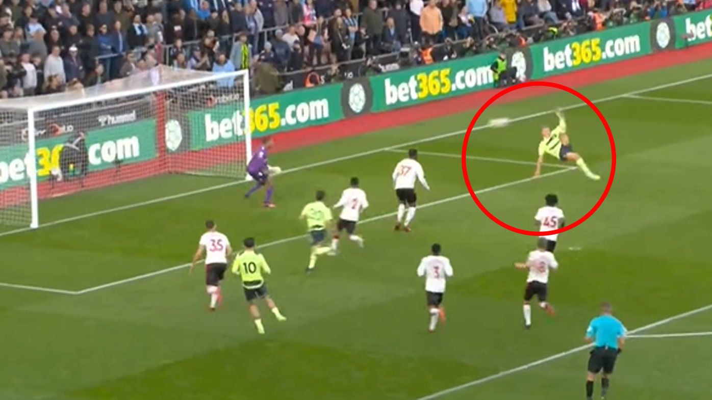 Man City star Erling Haaland closes in on Premier League record with freakish scissor-kick goal