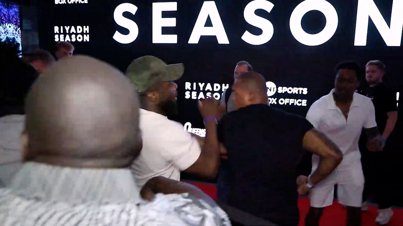 Undercard fighters in wild red carpet brawl at Fury vs Ngannou press conference