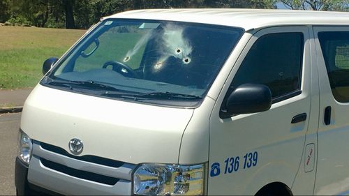 Several holes were seen in a van.