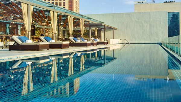 The rooftop pool at Hotel Stripes, Kuala Lumpur.