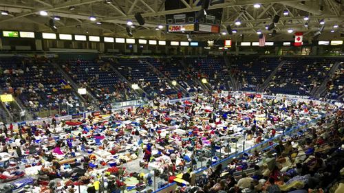 Germain Arena in Estero, Florida is being used as a shelter. (AP)