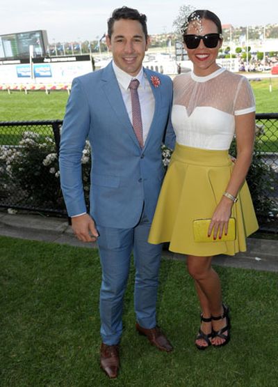 One time track work jockey and NRL star Billy Slater with wife Nicole. (AAP)