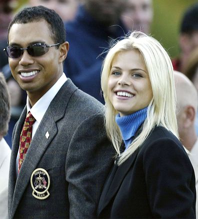 Golfer Tiger Woods and then-girlfriend Elin Nordegren at the opening ceremony of the Ryder Cupin 2002 in England. 