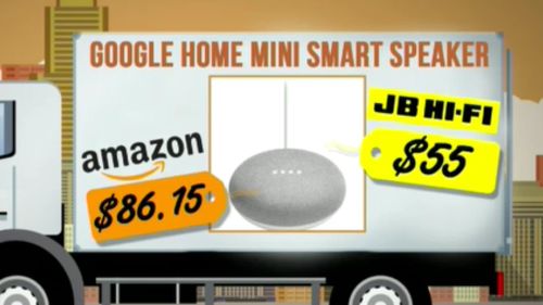 Google's Home Mini Smart Speaker is more expensive on Amazon. 