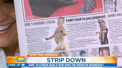 A News Corp artist's impression of Karl's nudie run. (9NEWS)