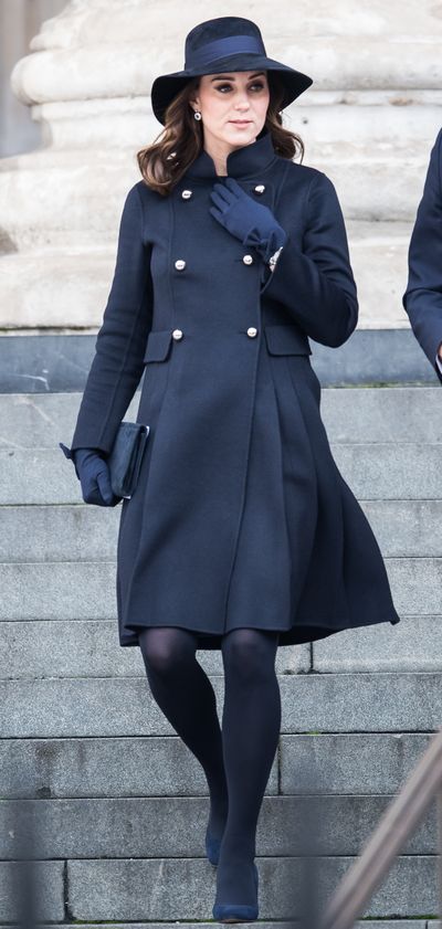 Duchess of Cambridge Kate Middleton wearing a &nbsp;Carolina Herrera coat at the Grenfell Tower national memorial service held at St Paul's Cathedral on December 14, 2017