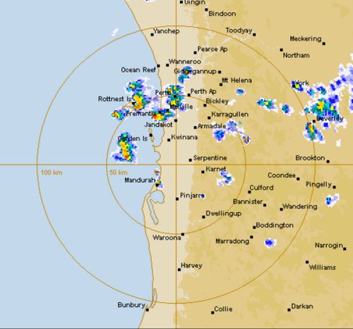 The storms as the moved over Perth. (Bureau of Meteorology)