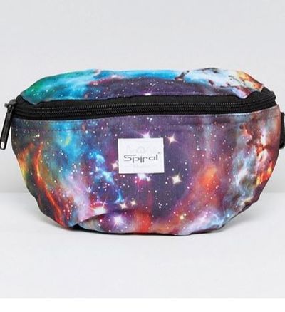 Spiral bum bag with galaxy print, $20 at <a href="http://www.asos.com/au/spiral/spiral-bum-bag-with-galaxy-print/prd/8172083?iid=8172083&amp;clr=Multi&amp;SearchQuery=fanny%20pack&amp;pgesize=36&amp;pge=0&amp;totalstyles=102&amp;gridsize=3&amp;gridrow=1&amp;gridcolumn=3" target="_blank">Asos</a><br>