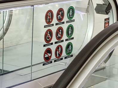 Many people have noticed the signs on escalators. No crocs signs. 