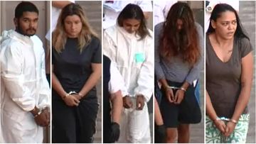 Six people including (LtoR) Jaquan Lebois, Winona Gibb, Tareeka Karterini, Mikayla Saunders, Luetalia Karpany and a 17-year-old girl are all behind bars tonight after a violent assault on two off-duty police officers.