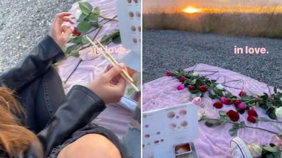 Megan Fox, Machine Gun Kelly, sunset, picnic, date, video, in love