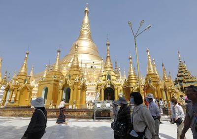 Tourists wear face masks in Myanmar
