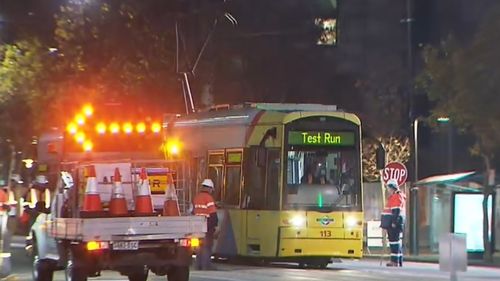 Tram testing began last night. (9NEWS)