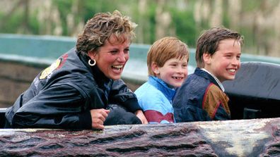 Diana, Princess Of Wales, Prince William And Prince Harry Visit 'Thorpe Park' Amusement Park. 