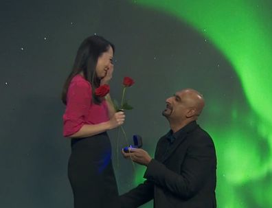 Meteorologist Mary Lee proposal moment
