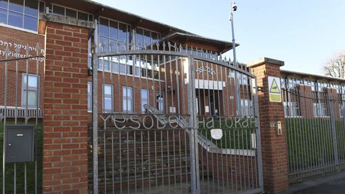 The Yesodey Hatorah Secondary Girls School is seen in Stamford Hill, north London, Friday, Jan. 22, 2021
