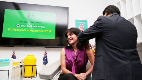 A member of the public receives a flu shot. Picture: AAP