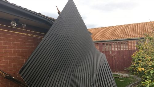 The roof was ripped off a carport in Altona Meadows. (Amanda Kemp/Supplied)