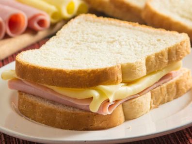Ham and cheese sandwich stock image
