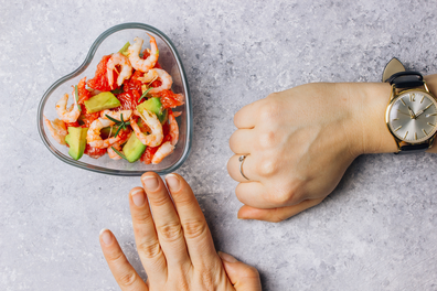 Prawn salad and watch