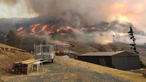 A fire burning in Illinbah, Queensland.