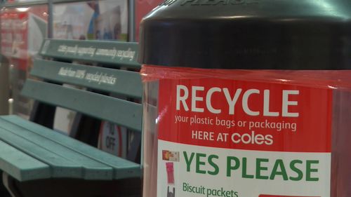 The supermarket giant is allowing Territorians to bring pasta, rice and bread bags and frozen food packaging to the bins at local stores. Picture: 9NEWS.