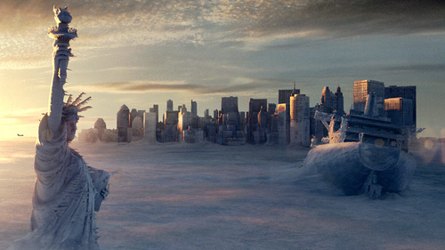 "The Day After Tomorrow" portrays the sudden collapse of the Atlantic meridional overturning circulation (AMOC).