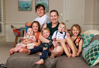 Jana Pittman with her six children.