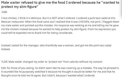 Reddit complaint pork taco salad