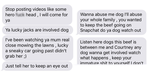 Text messages sent to Emma's daughter from her son's ex-girlfriend.