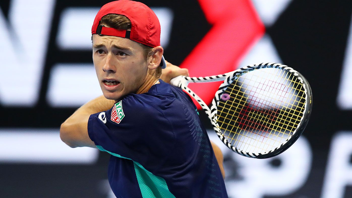 Alex de Minaur of Australia in action in his group match against Alejandro Davidovich Fokina