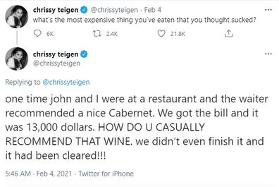 Chrissy Teigen, tweet, Twitter, wine, comments