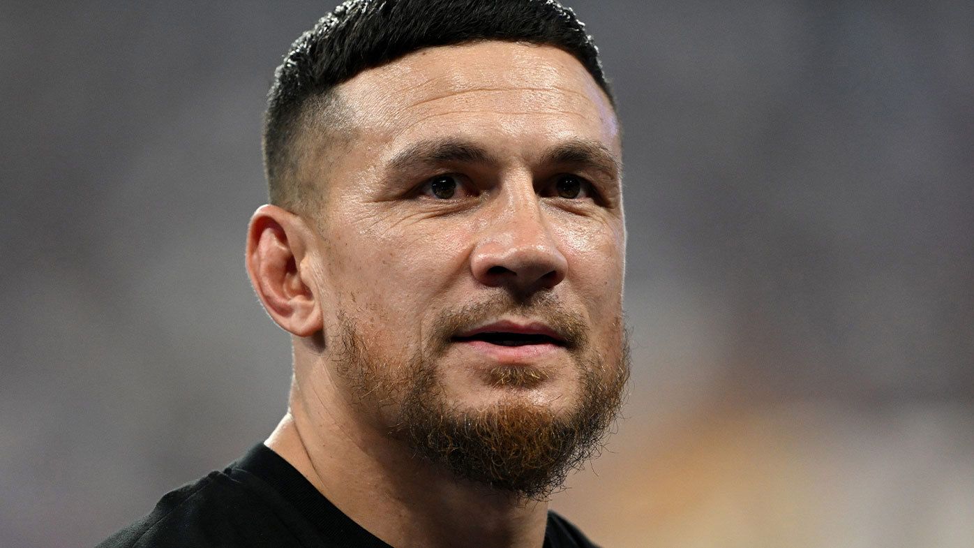 Former New Zealand rugby player, Sonny Bill Williams, looks on prior to the Rugby World Cup France 2023 Pool A match between France and New Zealand
