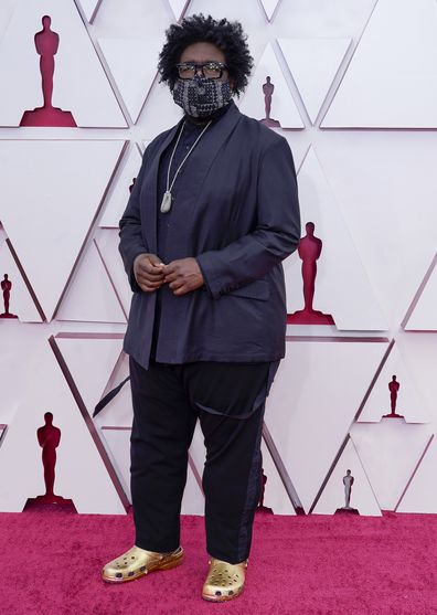 Questlove arrives at the Oscars on Sunday, April 25, 2021, at Union Station in Los Angeles. 