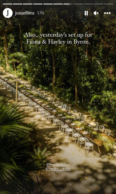 Table set up for Hayley Willis and Fiona Falkiner's October 2022 wedding.