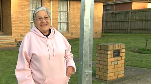 Melbourne retiree Leonie Thompson in her newly-altered front yard. (Supplied)