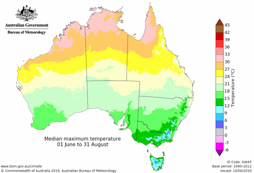 Temperatura massima media dal 1 giugno al 31 agosto.