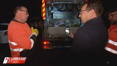 A Current Affair visited the area where the rubbish is picked up from to try and get some answers for the building manager.