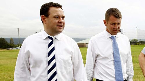 Sports Minister Stuart Ayres with Mike Baird. (AAP)