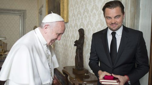 Leonardo DiCaprio met with Pope Francis to discuss the environment. (AAP)