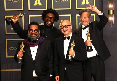 Joseph Patel, Ahmir "Questlove" Thompson, David Dinerstein and Robert Fyvolent, winners of Best Documentary Feature for Summer of Soul.