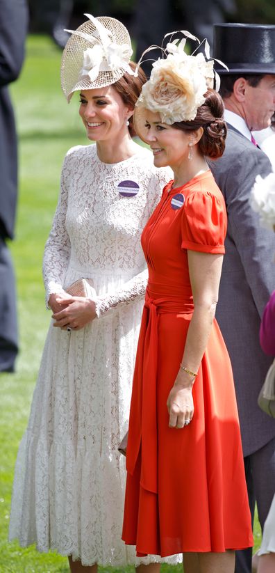 Catherine, Duchess of Cambridge and Crown Princess Mary of Denmark attend day 2 of Royal Ascot at Ascot Racecourse on June 15, 2016 in Ascot, England 