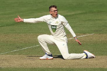 Todd Murphy of the Prime Ministers XI appeals during day one of the Tour Match between the Prime Ministers XI and Pakistan at Manuka Oval on December 06, 2023 in Canberra, Australia. (Photo by Mark Metcalfe/Getty Images)