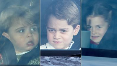 Prince Louis Prince George Princess Charlotte arriving at Buckingham Palace for Queen&#x27;s Christmas Lunch 2019 2