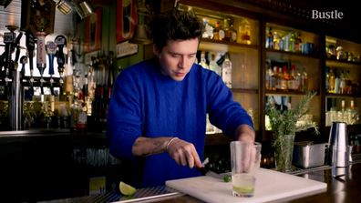 Brooklyn Beckham films tutorial for how to make a gin and tonic.