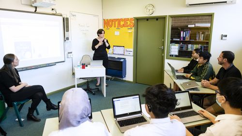 Auslan joins the NSW curriculum alongside redesigned language syllabuses. Strathfield High School. March 18, 2022. Photo: Rhett Wyman/SMH