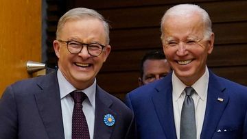 Anthony Albanese and Joe Biden at the Quad meeting.