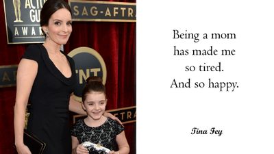 Actress and comedian Tina Fey with her daughter Alice on the red carpet in Los Angeles.